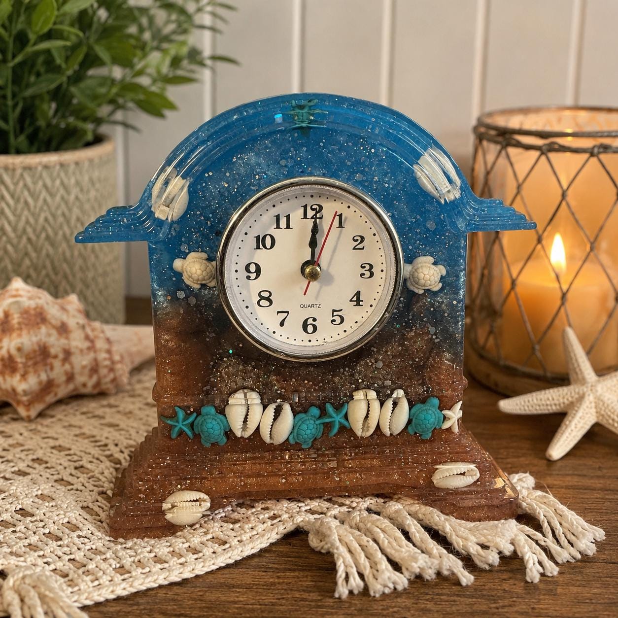 Sea Shell Resin Clock - Etsy