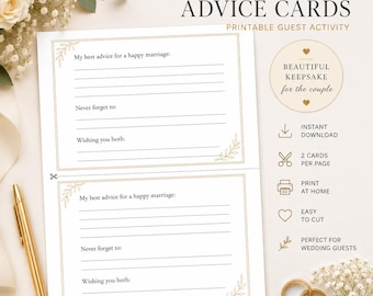 Wedding Advice Cards, Anonymous Marriage Advice, Guest Activity (Instant Download PDF)