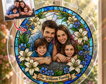 Custom Family Photo Suncatcher Puzzle, Personalized Acrylic Window Hanging, Family Portrait Puzzle Decor, Unique Photo Gift