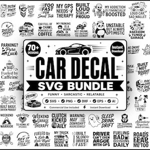 Car Decal SVG Bundle | Funny Automotive Quotes, JDM Drift Designs (svg, png, dxf)