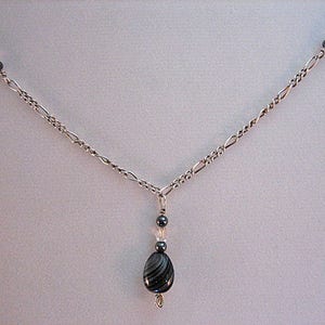 Sterling Silver and wire wrapped beaded pendant necklace