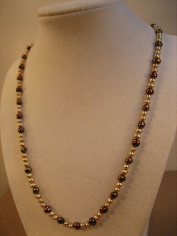 Cream and Brown Freshwater Pearl necklace