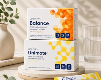 Unicity Unimate Yerba Mate & Balance Orange Drink Mix Sticks Lemon/Orange