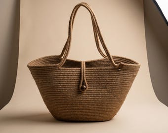 Jute Beach Tote Bag Eco Friendly Straw Shoulder Bag for Summer