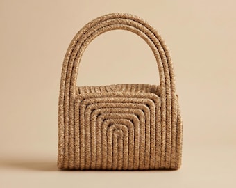 Mini Stroh Clutch Bag, weich gewebte Sommer Handtasche, bunte Boho Abend Geldbörse