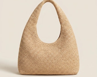 Woven Shopper Bag - Casual Shoulder Bag, Everyday Carryall