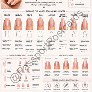 Poster för nagelform | Inspirationslista för manikyr (digital nedladdning)