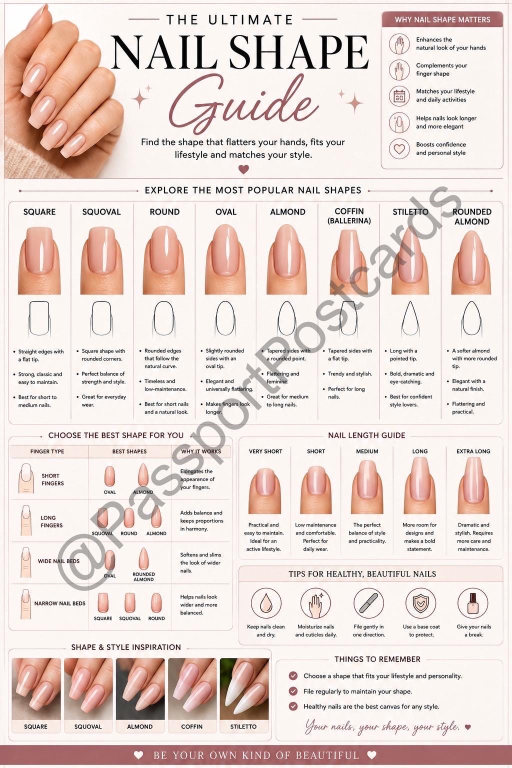 Nail Chart.pdf Nail Shape Guide Poster | Manicure Inspiration Chart (digital Download ...
