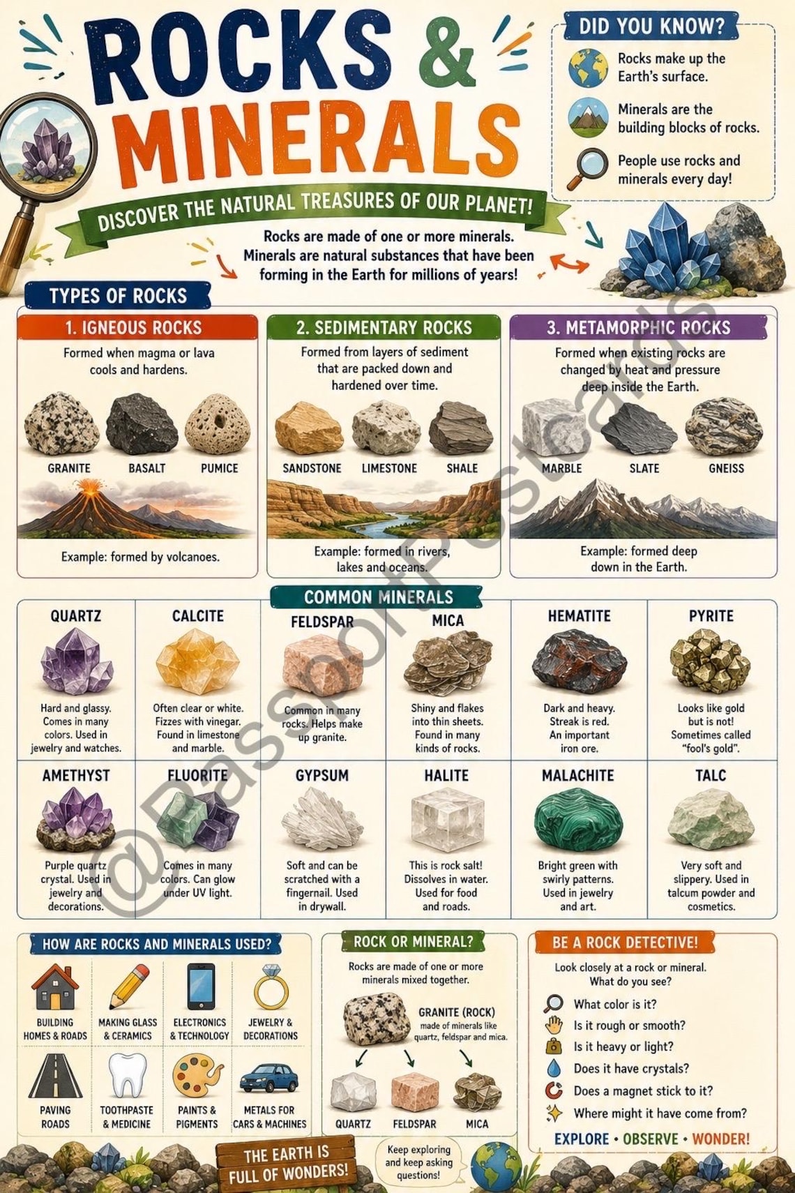 Product Poster Rocks Rocks & Minerals Poster | Educational Geology Wall Art (digital ...