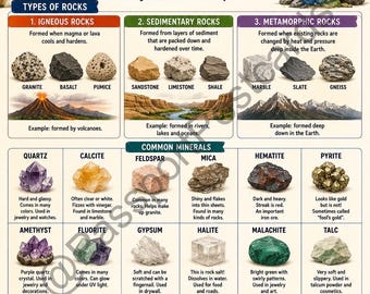 Rocks & Minerals Poster | Educational Geology Wall Art (Digital Download)