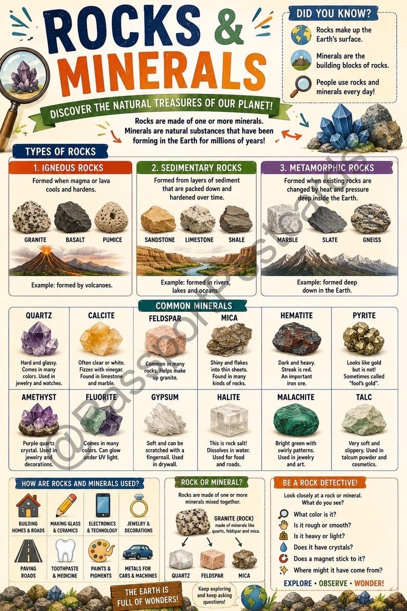 Rocks & Minerals Poster | Educational Geology Wall Art (digital ...