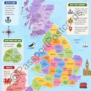 British County Map - Etsy