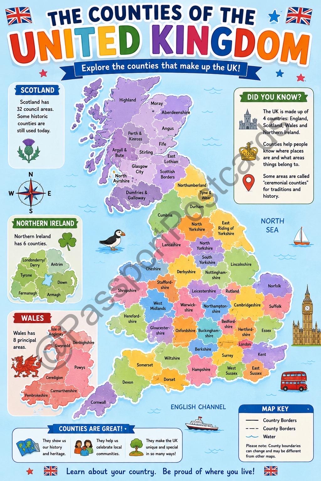 Uk County Map - Etsy