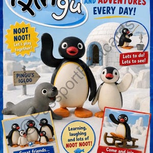 May include: A colorful cover featuring the cartoon character Pingu and friends. The cover has the text "Fun, Friends, and Adventures Every Day!" and includes images of penguins, an igloo, and a seal. The words "Kindness, Friendship, Fun!" are also present.