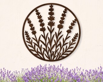 Lavender Wall Art SVG Botanical Flower Sign Laser Cut File for Farmhouse Home Decor
