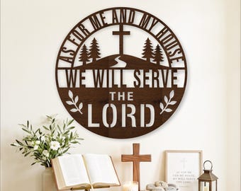 Christelijk muurbord 'As For Me and My House' (SVG) voor lasersnijden.