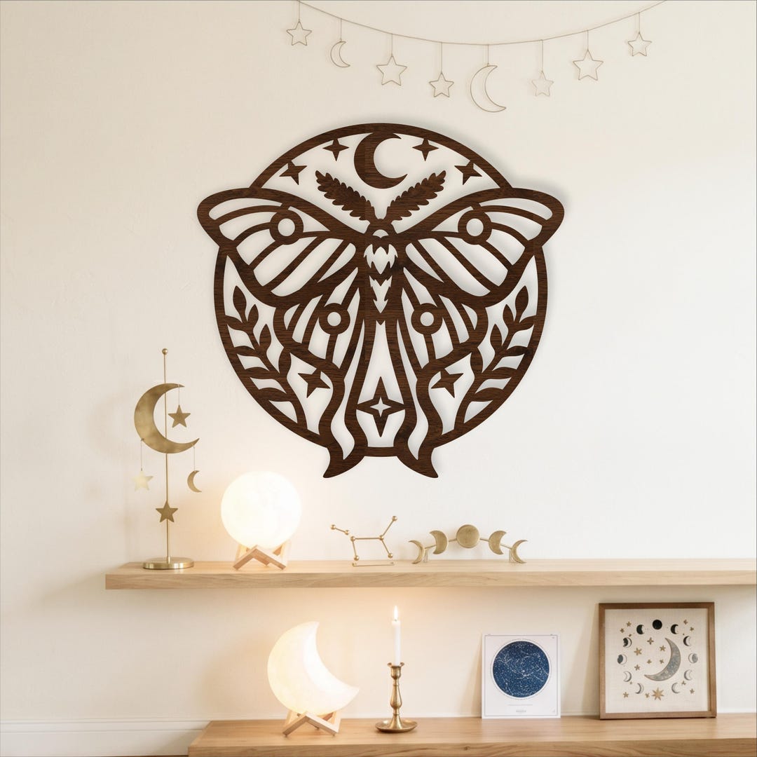 Celestial Luna Moth SVG Wall Sign. Mystical Moth Decor for Laser ...