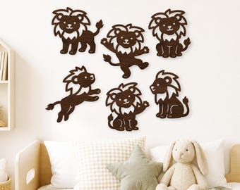 Lion Silhouette SVG Bundle for laser cutting. Lion nursery wall art decor designs