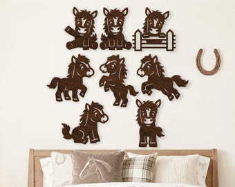 8 Horse SVG Bundle, Farm Animal Laser Cut Files for Nursery Decor Projects