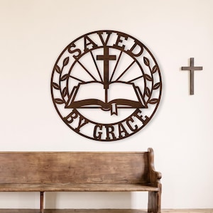 Saved By Grace SVG, Christian Wall Sign Laser Cut File Faith Decor Design