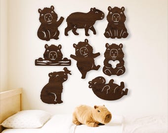 Capybara SVG Bundle, 8 Animal Silhouettes for Laser Cutting, Crafts and Nursery Decor