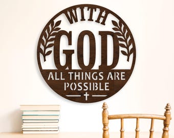 Met God zijn alle dingen mogelijk SVG-teken voor lasersnijden Faith Home Decor