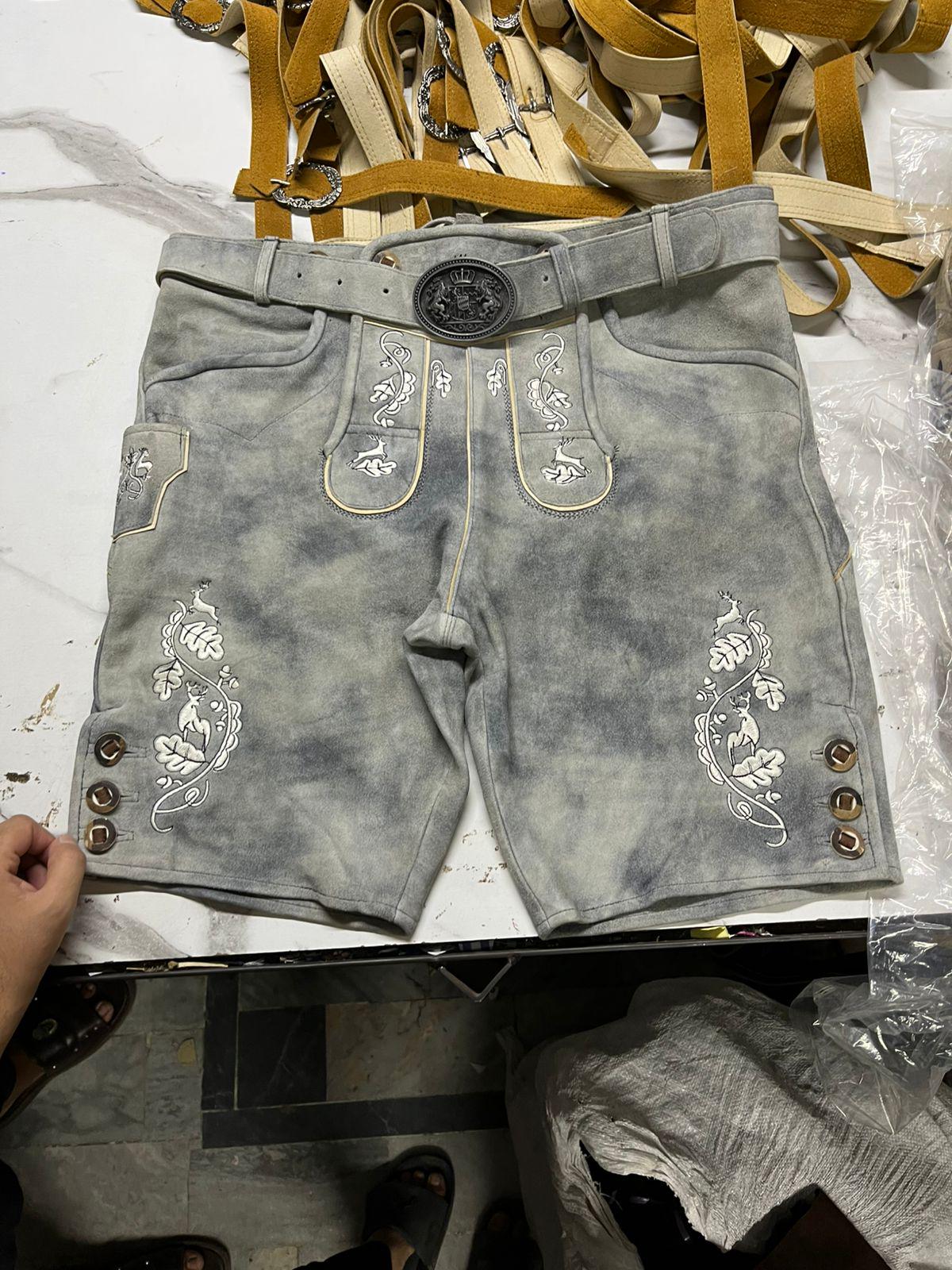 Handmade Authentic Leather Lederhosen Shorts, Bavarian Oktoberfest German Outfit