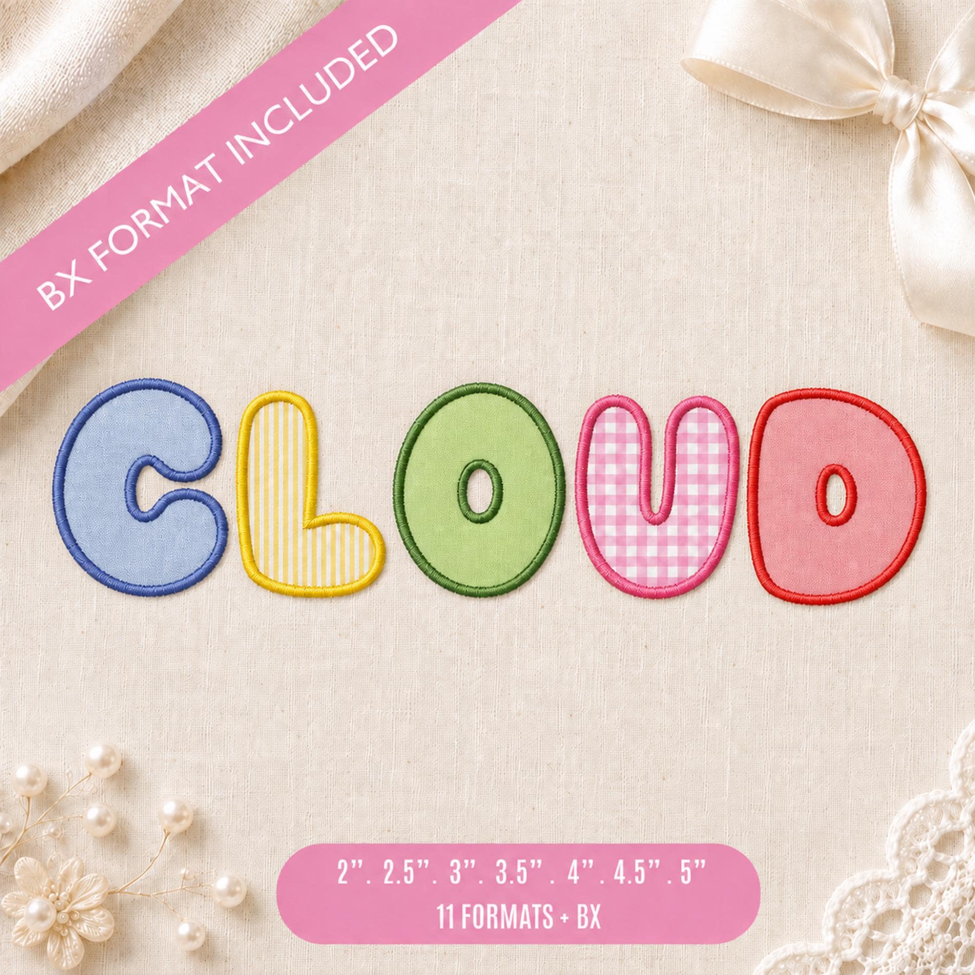 Bubblegum Pop Applique Embroidery Font, Bubble Letter A-Z… embroidery font sample