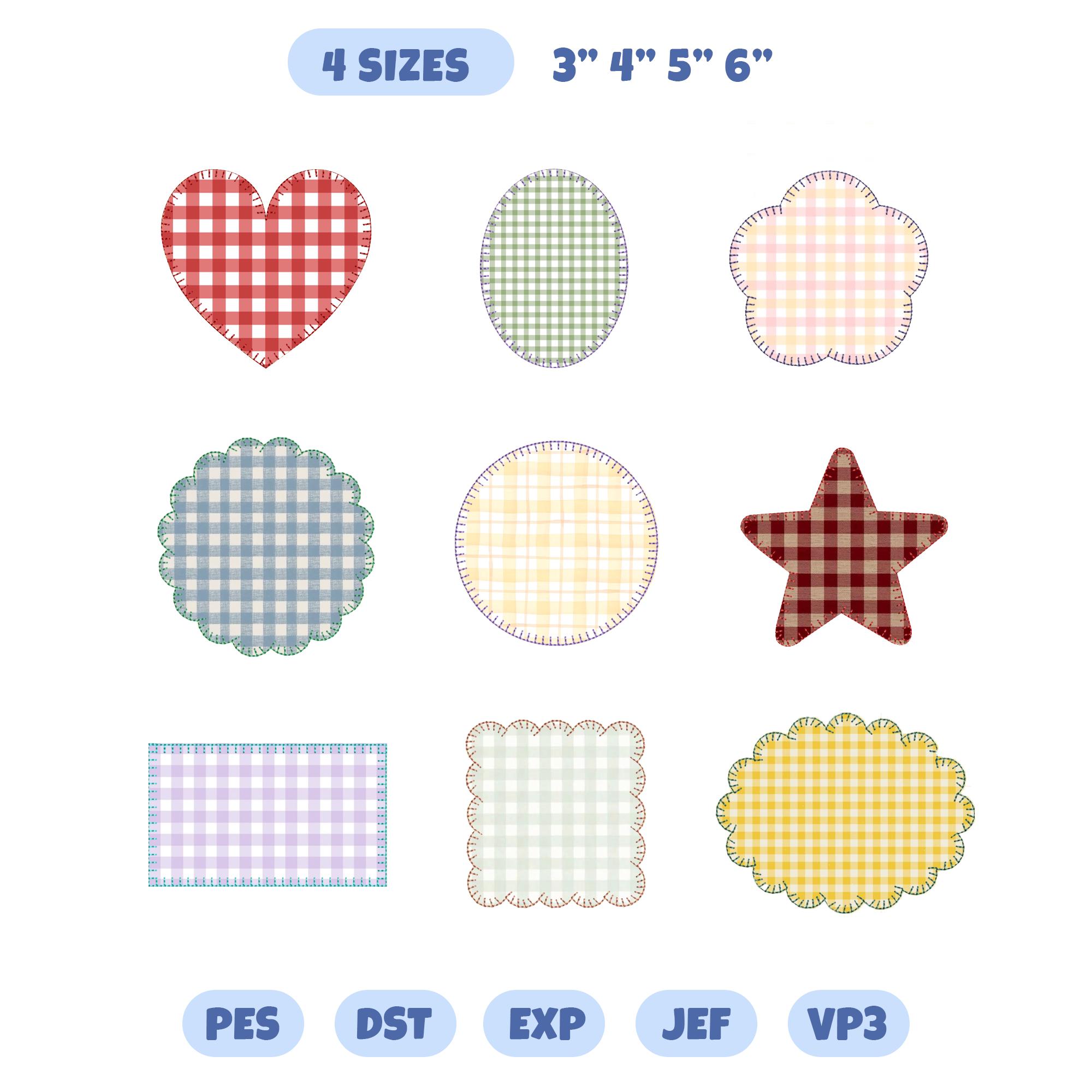 Blanket Stitch Applique Frame Bundle, Patch Shapes Machin… embroidery font sample