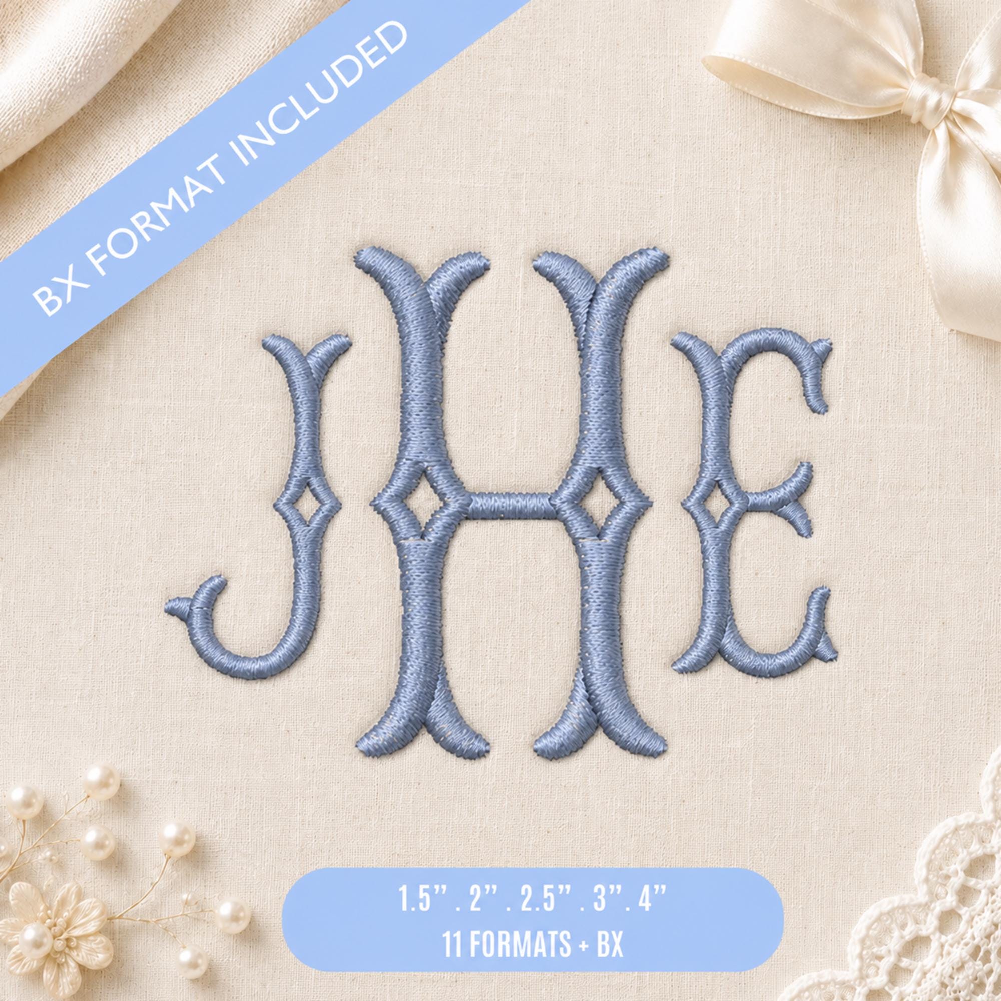 Diamond Willow Monogram Embroidery BX Font, Vintage Satin… embroidery font sample