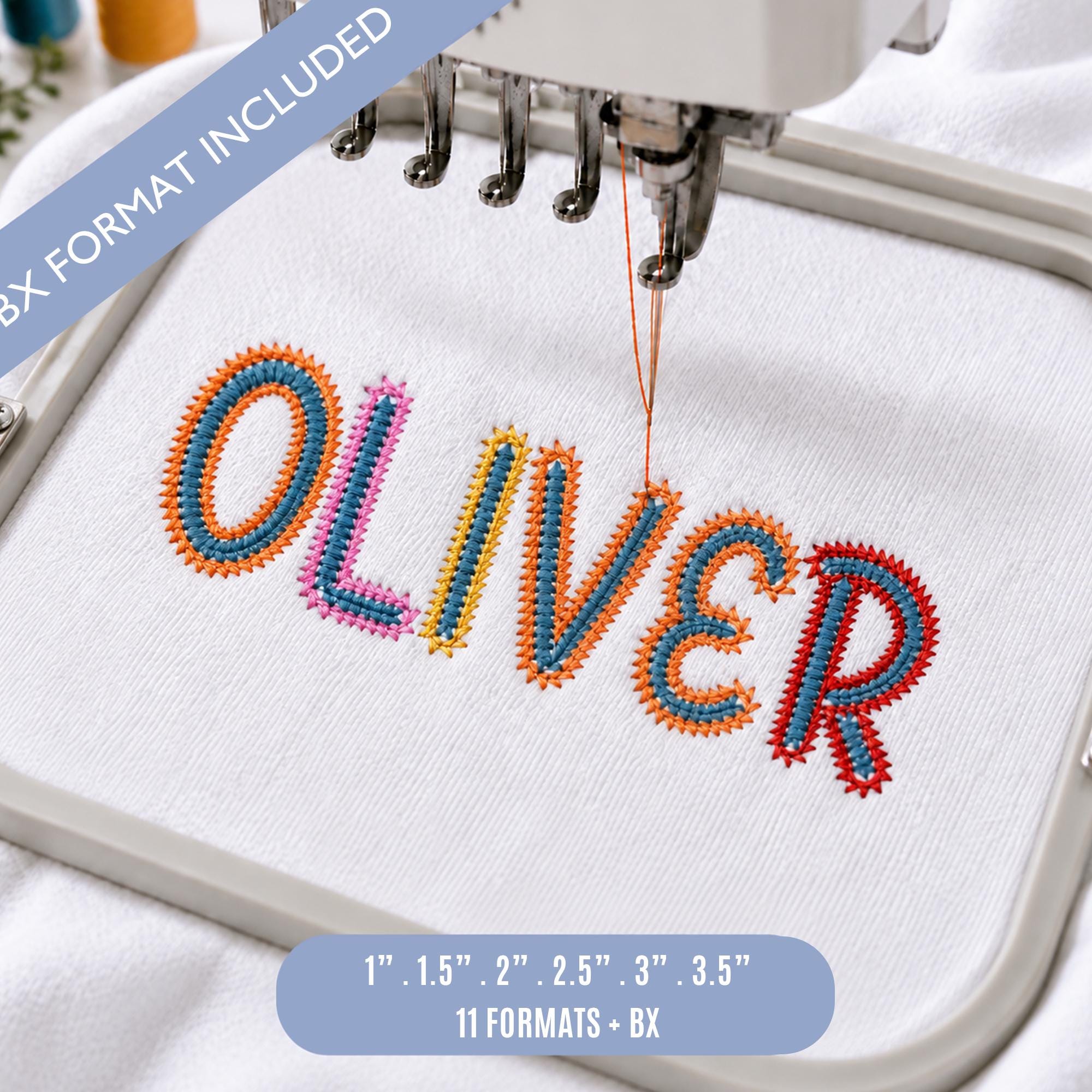 Double Chain Stitch Embroidery Font, Cute BX Font, Hand S… embroidery font sample