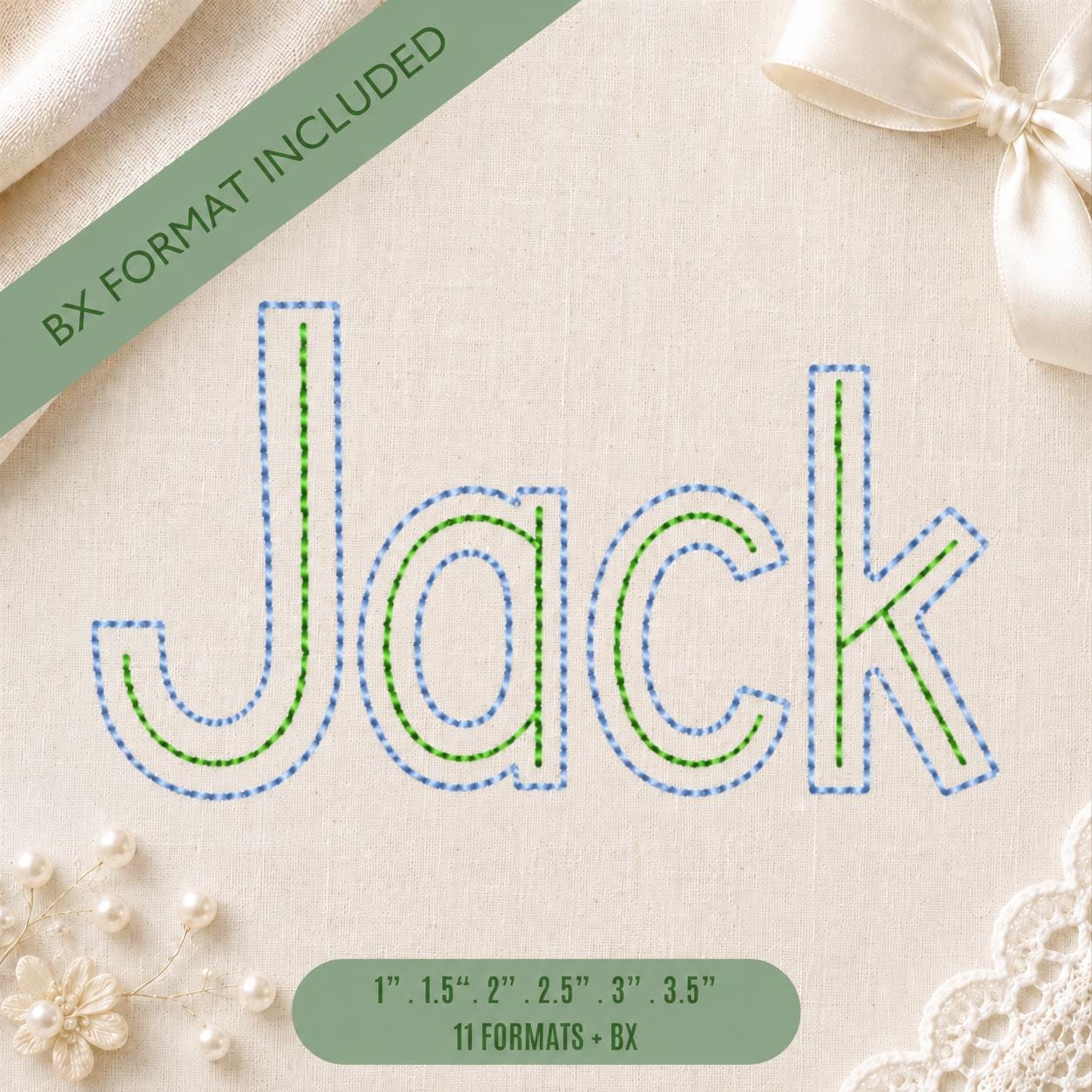 Doodle Double Stitch Embroidery Font, Hand Drawn A-Z Outl… embroidery font sample