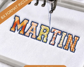 Carattere classico da ricamo Varsity Outline BX, lettere dell'alfabeto in grassetto per ricamo a macchina, BX, PES + 8 formati, download immediato