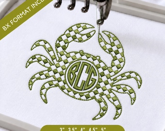 Carattere per ricamo con monogramma di granchio costiero, carattere nautico BX, iniziali costiere, design del monogramma, BX, PES + 10 formati, download immediato