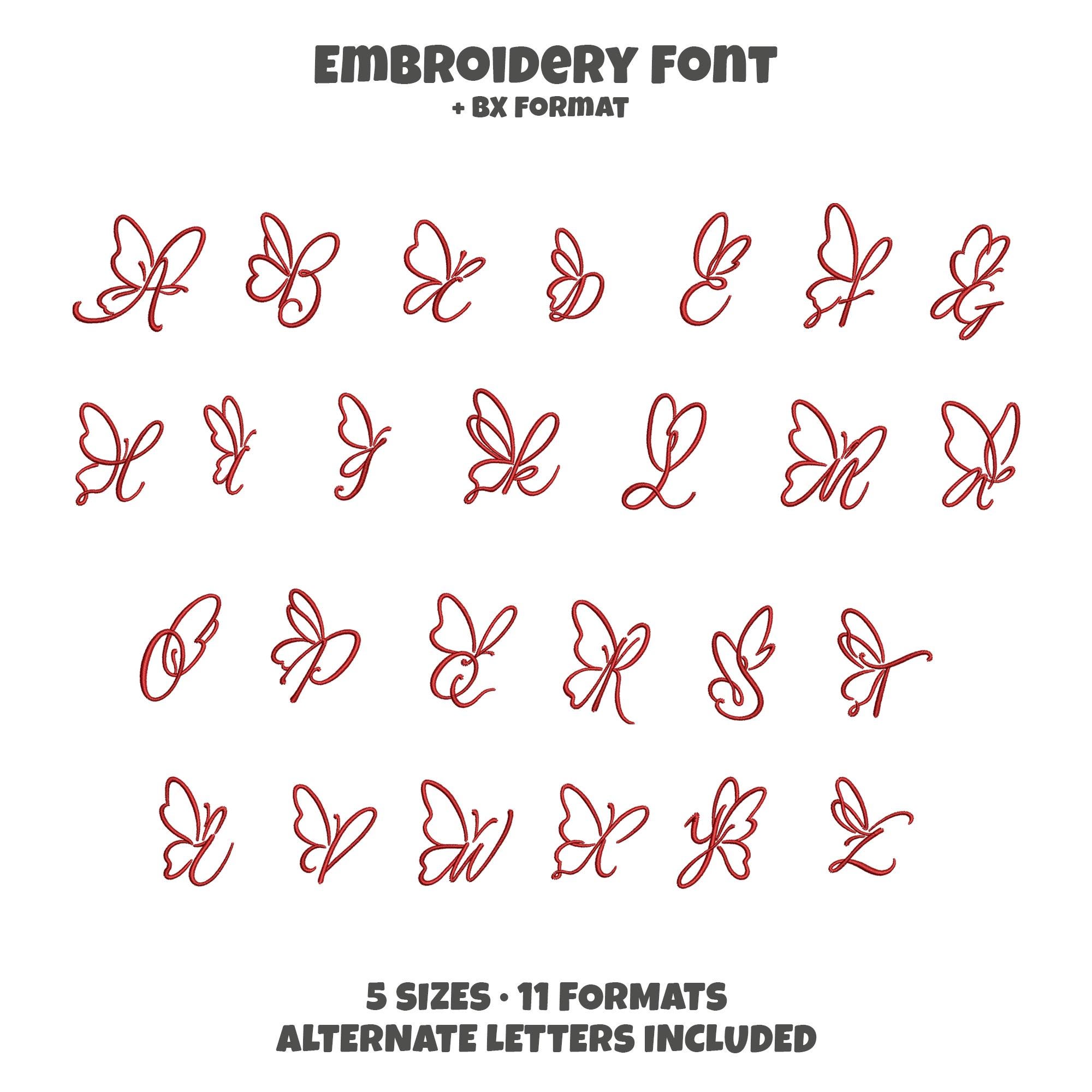 Butterfly Monogram Embroidery BX Font, Elegant Butterfly… embroidery font sample