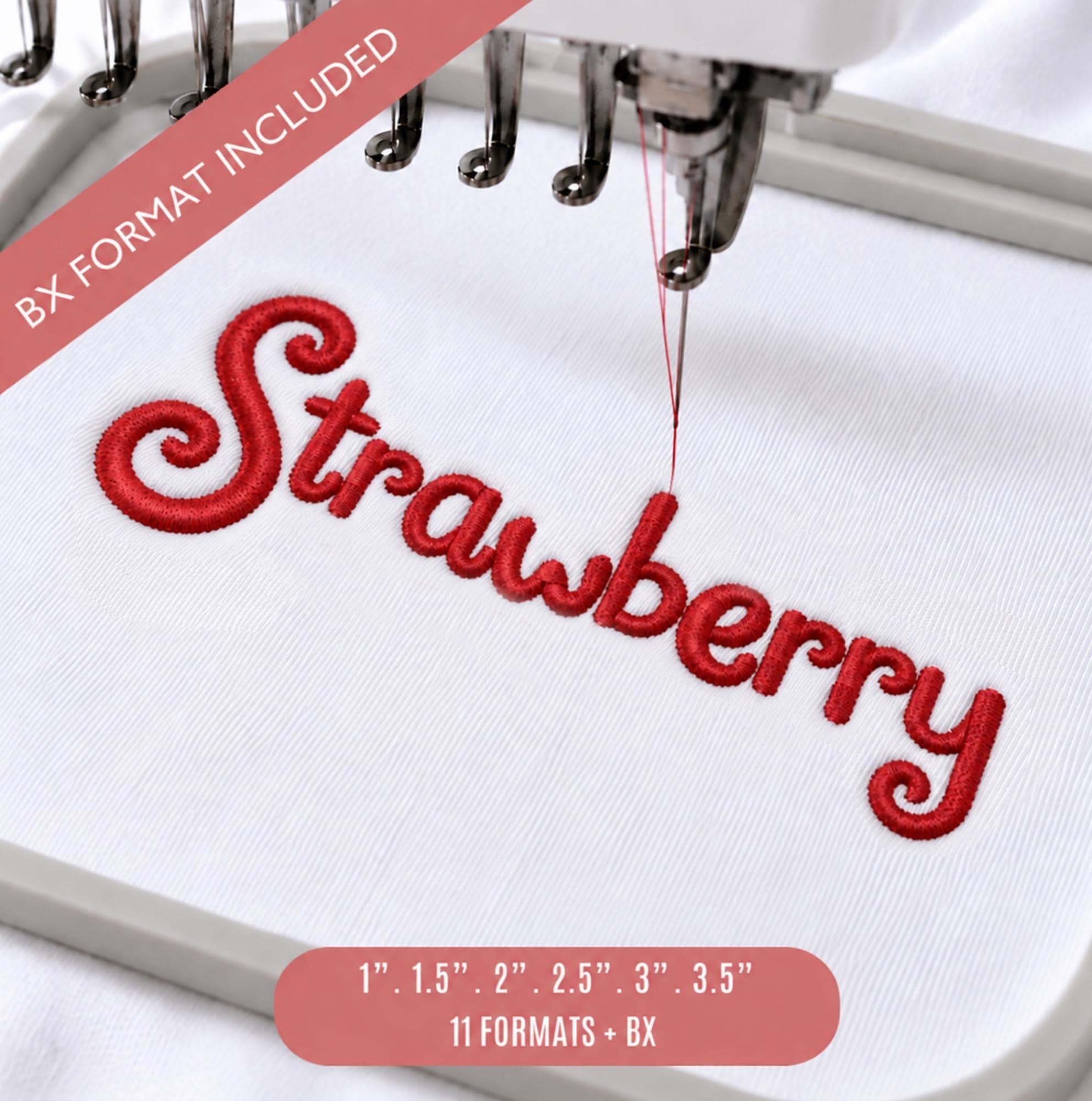 Strawberry Whimsy Embroidery Font, Cute BX Font, Playful… embroidery font sample