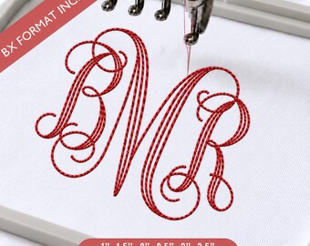 Carattere per ricamo monogramma Regalia Swirl, elegante alfabeto per ricamo a macchina con motivi floreali, iniziali intrecciate, download immediato BX PES DST