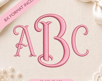 Police de broderie monogramme Princess Satin, alphabet élégant de broderie machine au point satin de A à Z, 4 tailles, BX, PES + 10 formats