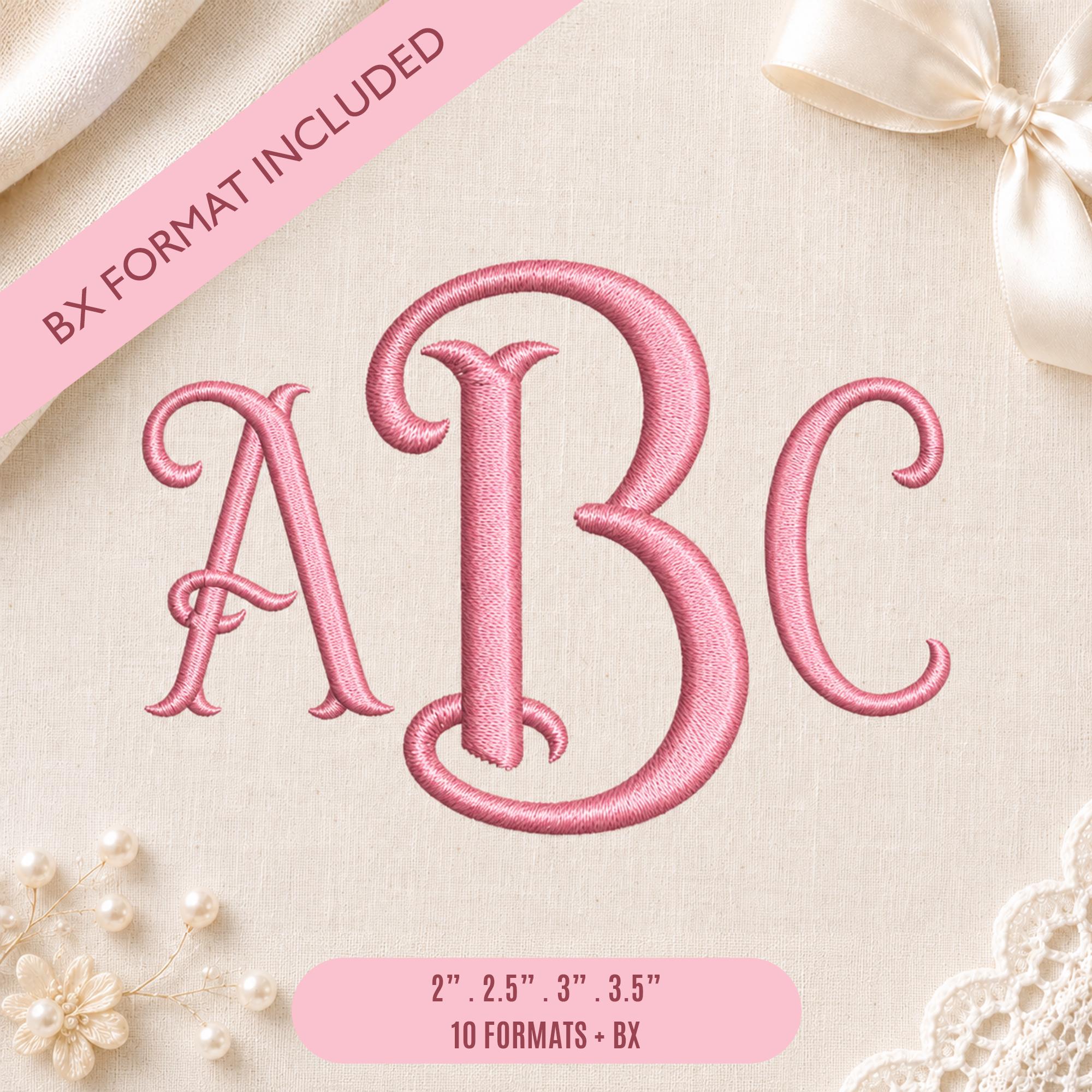 Princess Satin Monogram Embroidery Font, Elegant A-Z Sati… embroidery font sample