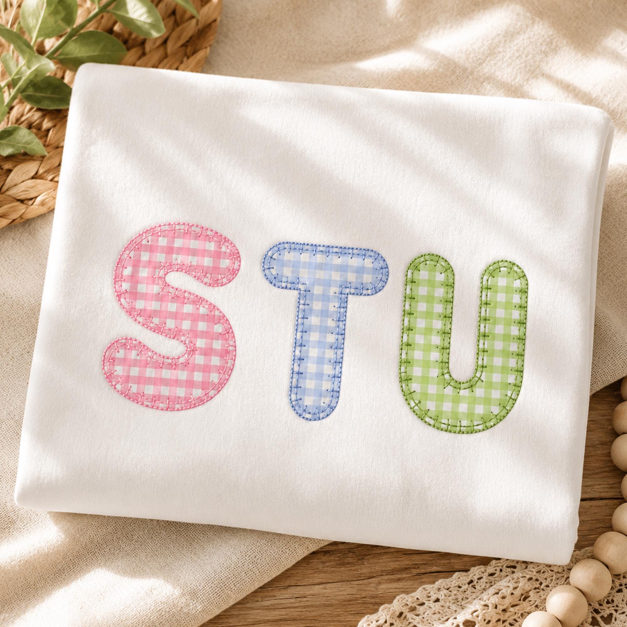 Applique Alphabet Embroidery Font, ABC Fabric Letter Machine Embroidery ...