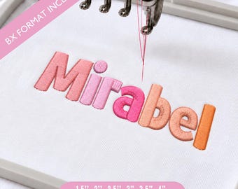 Carattere per ricamo Coconut Pop, carattere BX con alfabeto carino e grosso, lettere giocose per ricamo a macchina, carattere per monogramma con nome del bambino, file pes dst jef