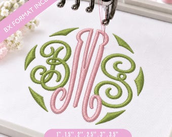 Carattere per ricamo monogramma Regal Vine, elegante carattere corsivo intrecciato BX, alfabeto vintage per ricamo a macchina, monogramma per matrimonio PES DST