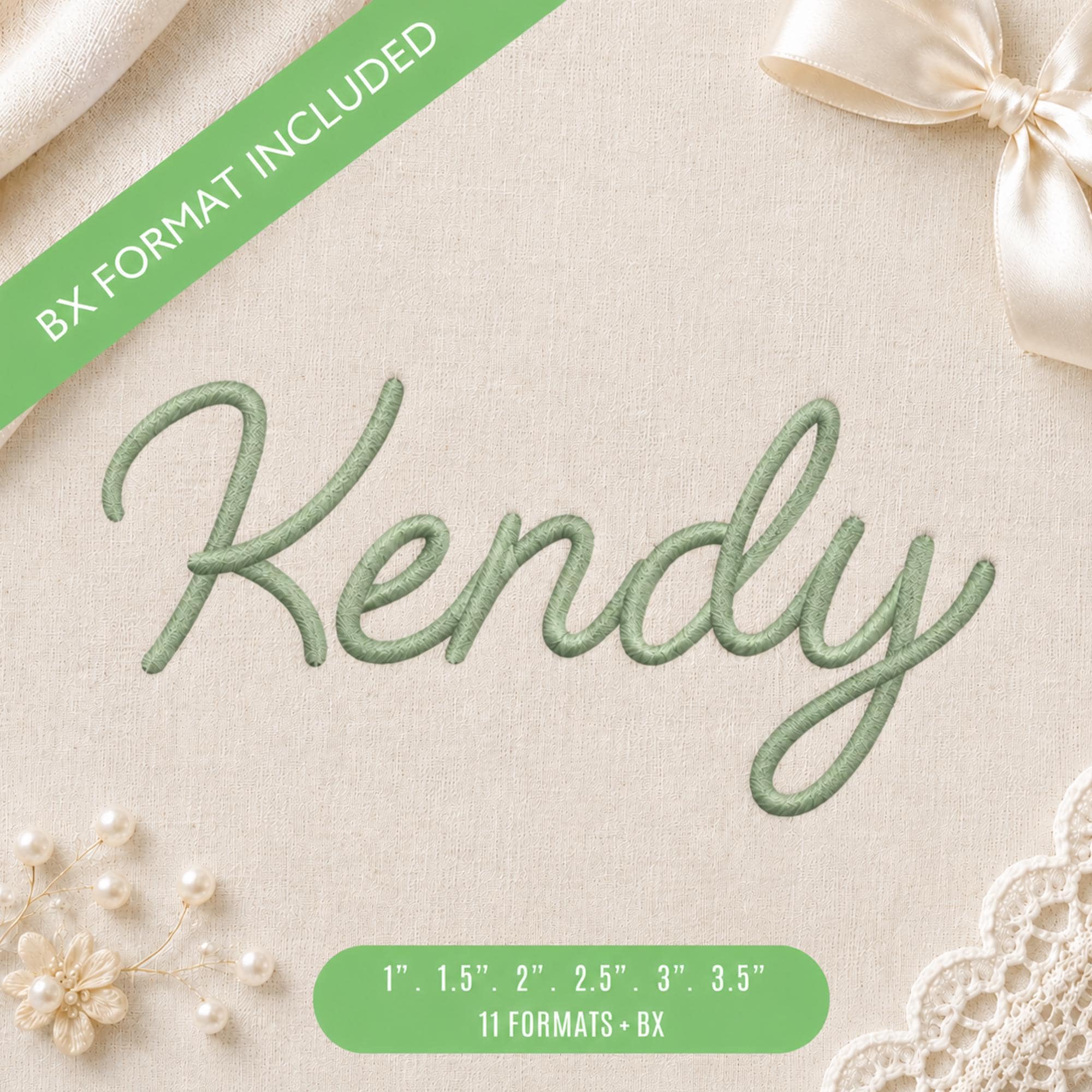 Kendy Whisper Script Embroidery Font, Delicate Handwritte… embroidery font sample