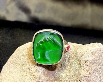 Nefertiti-ring, oude Egyptische sieraden, diepdrukring, sterlingzilveren zegelring, Egyptische koningin sieraden, museum geïnspireerd cadeau voor haar