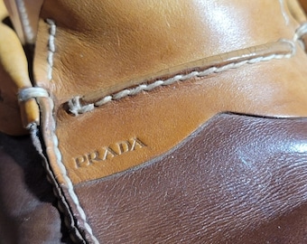 Prada Driving Loafers Two Tone Brown Heren UK/IT8 US9 Goede Vintage Leer 2DD020