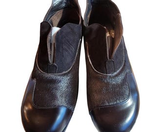 Jan Jansen City Low Shoes Pony Hair Leather Womens 39 Espresso Brown VTG