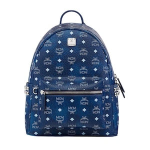 cheap mini mcm backpack Stark Side Stud Bag Red Side slip pockets with studded trim MCM Black Visetos Coated Canvas