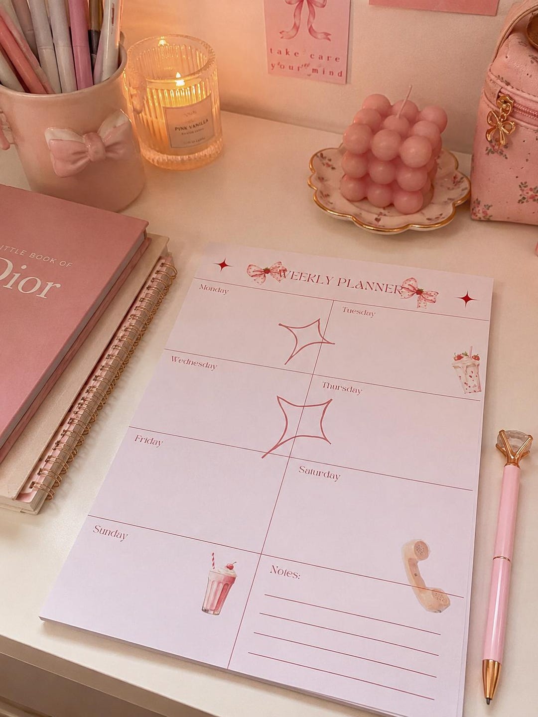 Pink Coquette Weekly Planner | Printable Weekly Planner PDF | Cute ...
