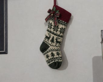Nordic Christmas Stocking Crochet Pattern PDF, Festive Holiday Stocking, Ribbed Cuff, Geometric Colourwork, Digital Download