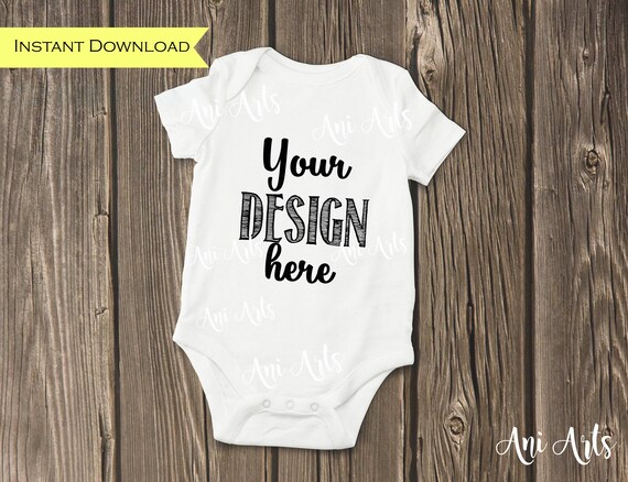 White Baby Bodysuit Mockup Blank Short Sleeve Romper Mock White Baby Bodysuit Mockup Blank Short Sleeve Romper Mock